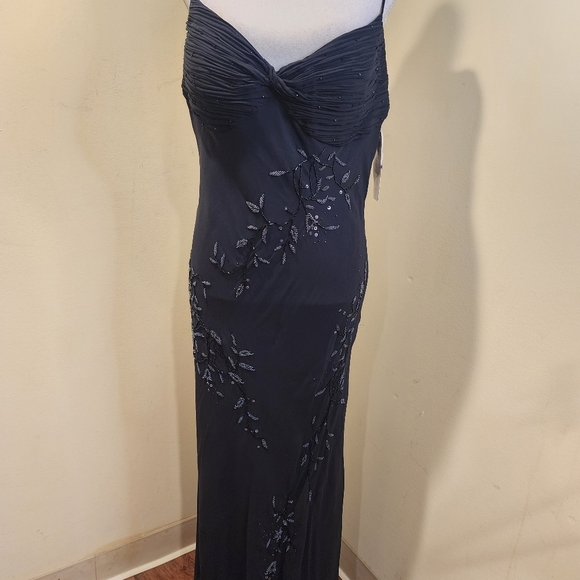 CHELSEA NITES Black 100% Silk Floor Length Strappy Evenings Formal Dress 16 NWT - Picture 11 of 12